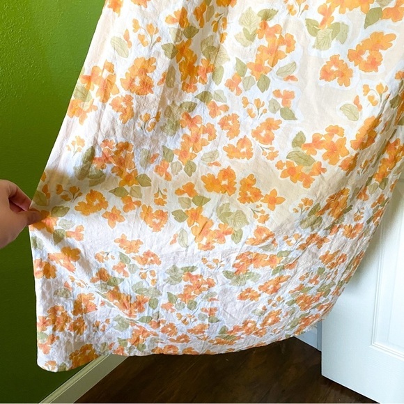 Peony Dress Vacation Cotton Floral Lightweight Summer Maxi Pastel Orange M EUC - Picture 3 of 6